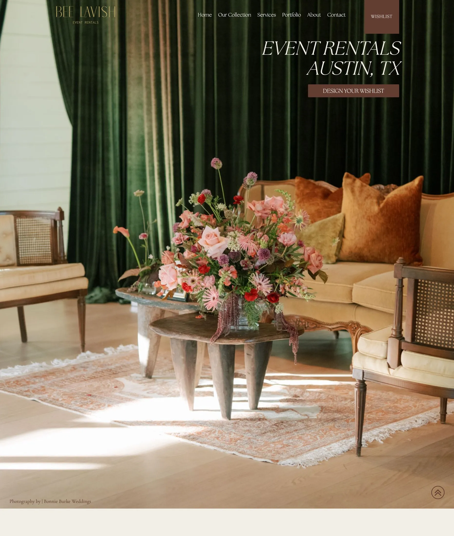 Bee Lavish Event Rentals, an event-rental site designed and built by Argent Foundry.